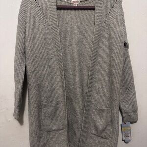 Gray Open-Front Cardigan Sweater